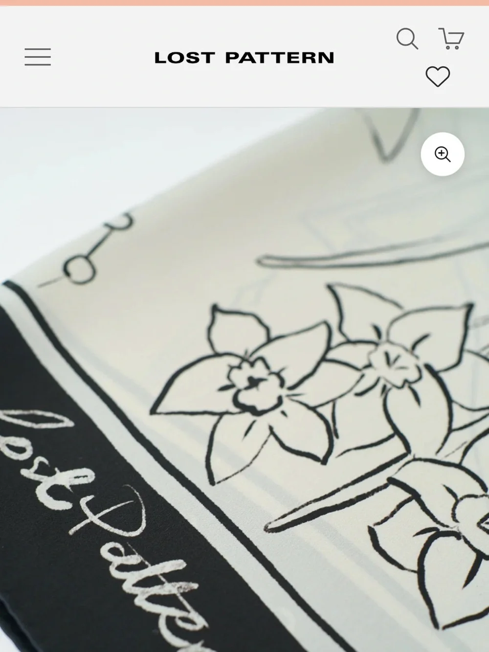 Lost Pattern Classic Black & White silk Scarf -